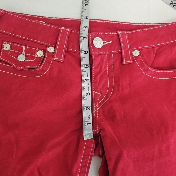 True Religion Stella Low Rise Skinny Jeans Size 27 Red Stretch Denim Logo Pocket - Picture 13 of 16